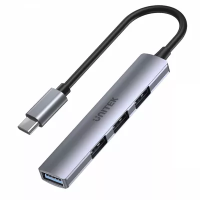 Unitek HUB USB-C; 3x USB-A 2.0 1x USB-A 5 Gbps Aluminiowy
