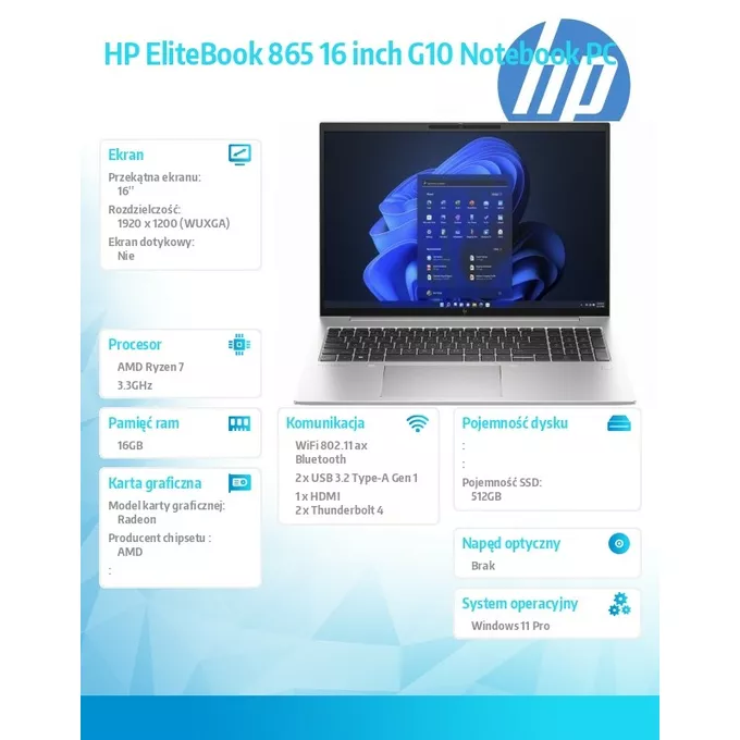 HP Notebook EliteBook 865 G10 R7-7840U 512GB/16GB/W11P       819B4EA