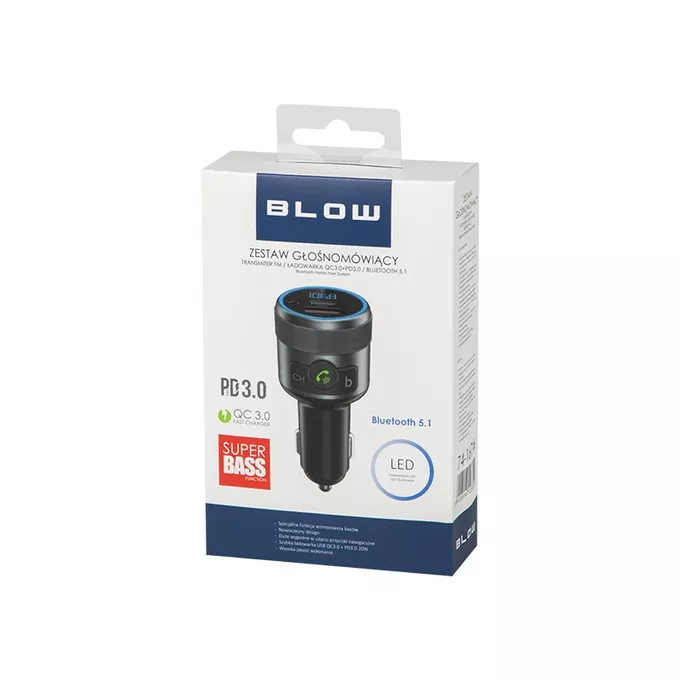 BLOW Transmiter FM Bluetooth5.1 + QC3.0 + PD 24W