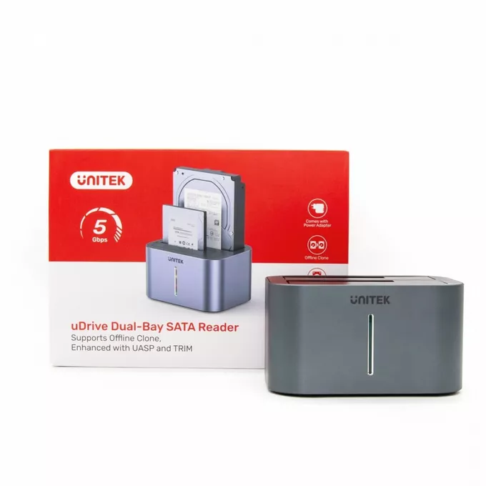 Unitek Stacja dokująca 2x SATA 2,5/ 3,5; CLONE; 5 Gbps