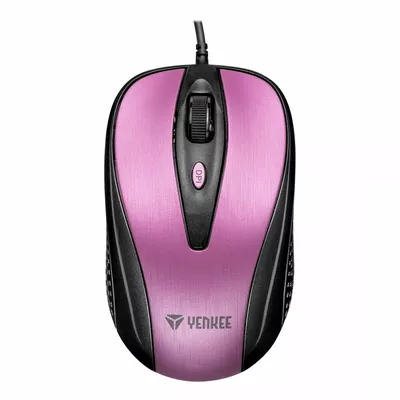 YENKEE Mysz przewodowa USB,  4 przyciski, optyczna, symetryczna Różowa