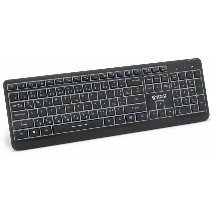 YENKEE Klawiatura bezprzewodowa z podswietleniem LED, akumulator