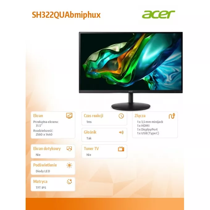 Acer Monitor 31,5 cala SH322QUAbmiphux