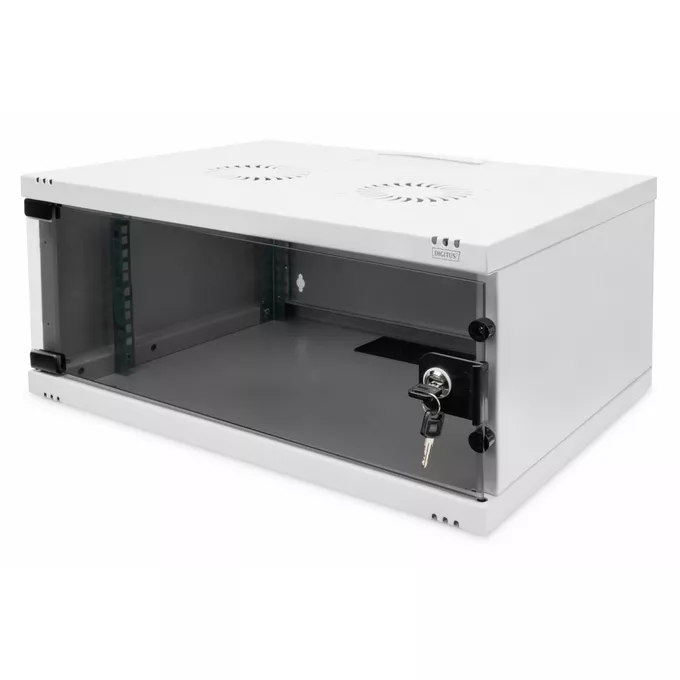 Digitus Szafa sieciowa wisząca 19&quot; 4U, SOHO 241 x 540 x 400 mm, nośność 60kg, drzwi szyba, niezłożona, Szara