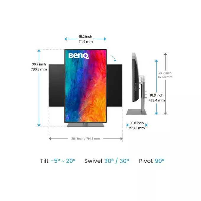 Benq Monitor 31.5 cala PD3225U  LED 5ms/2K/2000:1/HDMI/Czarny