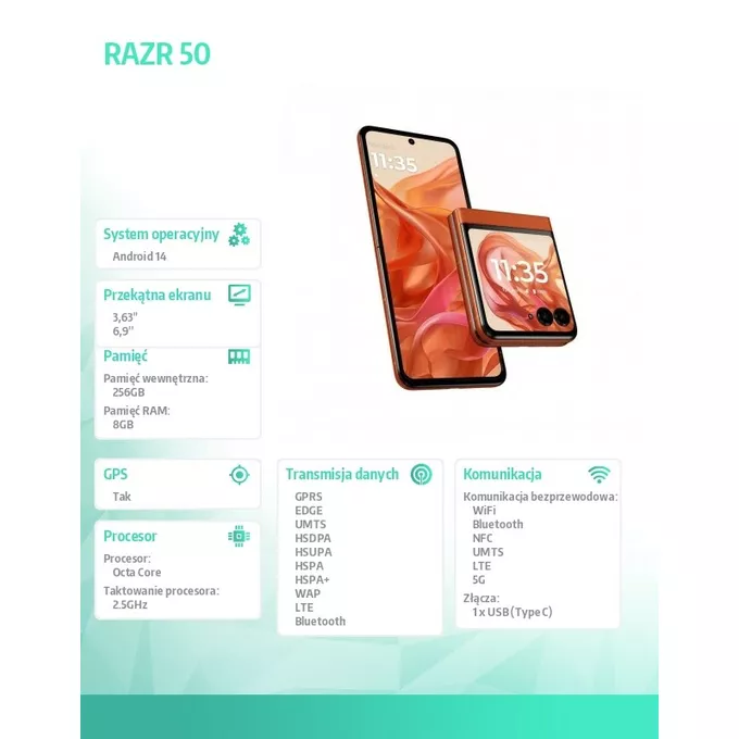 Motorola Smartfon RAZR 50 8/256 Spritz Orange