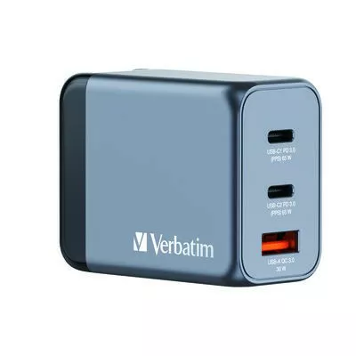 Verbatim Ładowarka GNC-65 32201 GaN 65W, 2xUSB-C 1xUSB-A, UE / UK