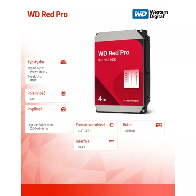 Western Digital Dysk HDD Red Pro 4TB 3,5 SATA III WD4005FFBX
