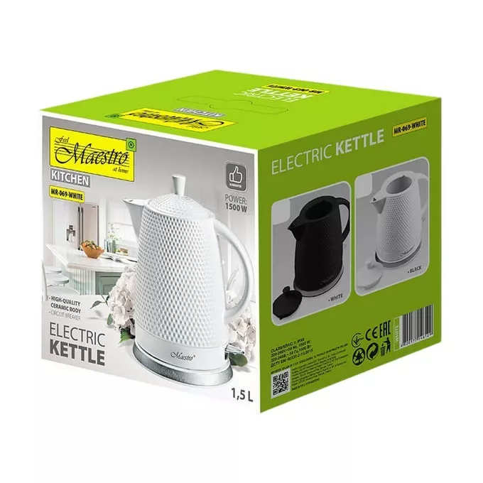 Feel-Maestro Ceramiczny czajnik elektryczny 1,5l 1500W MR-069-WHITE