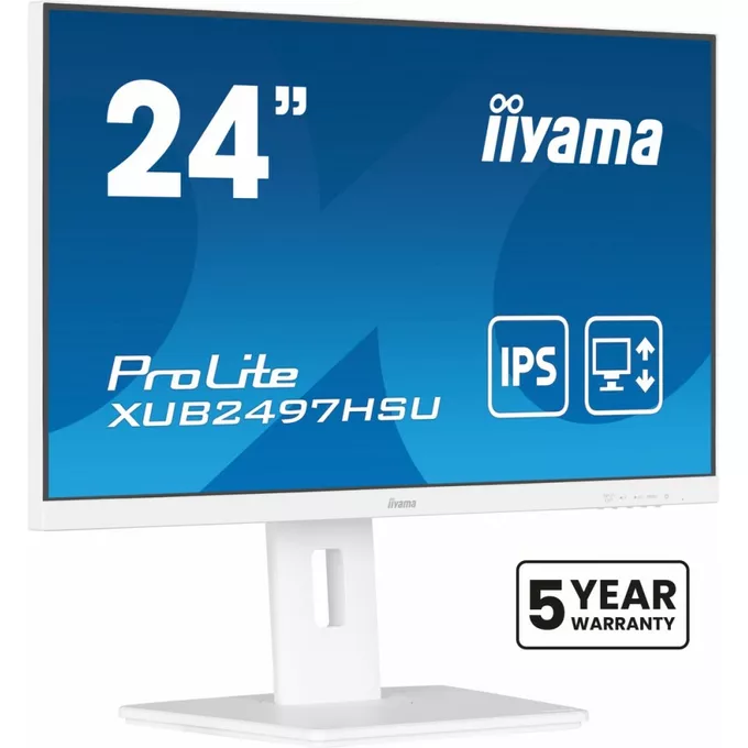 IIYAMA Monitor 24 cale XUB2497HSU-W2 IPS, HDMI, DP, 2x2W, 2xUSB, Pivot, HAS(150mm) /5y/