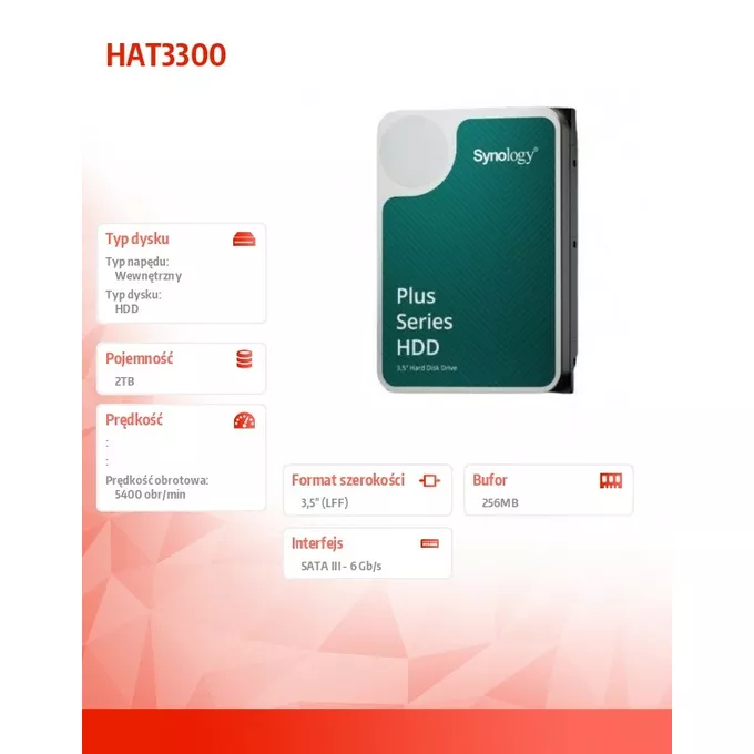 Synology Dysk HDD SATA 3,5 cala 2TB HAT3300-2T