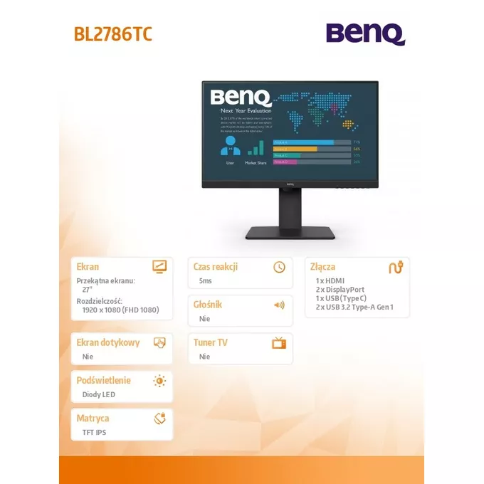Benq Monitor 27 cali BL2786TC LED 5ms/IPS/HDMI/100Hz