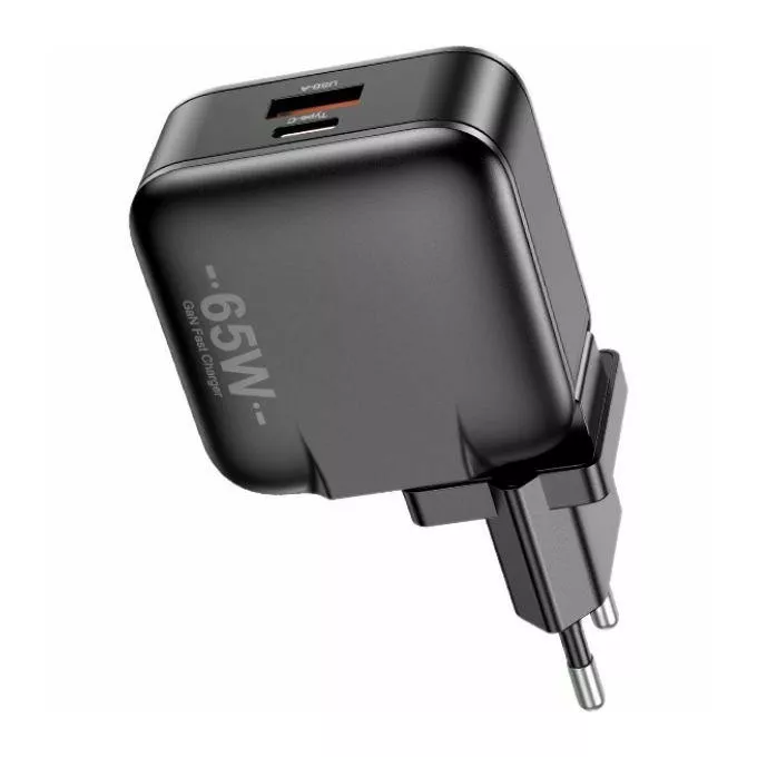 AWEI Ładowarka sieciowa GaN 65W USB+USB-C EU+US