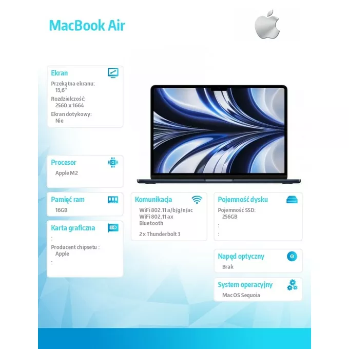 悟*空様 MacBook Air 13.6-inch M2 Apple MacBook Air 13 M2/8GB/256GB/8-core CPU+8-core GPU/Zasilacz