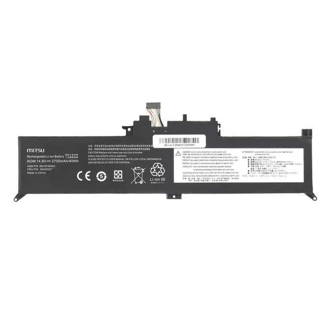 Mitsu Bateria 00HW027 01AV434 do Lenovo ThinkPad Yoga 260 370 X380 2700 mAh (40 Wh) 14.8V (14.4V)