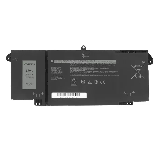 Mitsu Bateria 7FMXV do Dell Latitude 5320 7320 7420 7520 - 15.2V 4144 mAh (63 Wh) 15.2V