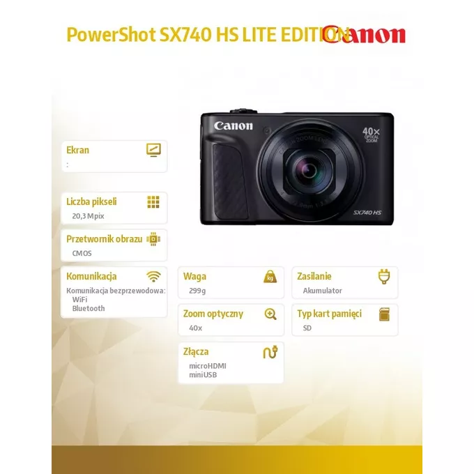 Canon Aparat PowerShot SX740 HS lite edition czarny 2955C039