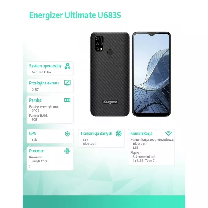 Energizer Smartfon Ultimate U683S 2GB RAM 64GB 6,82&quot; 4G LTE Dual SIM EU Czarny