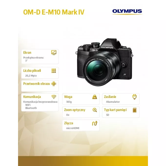 Olympus Aparat OM-D E-M10 Mark IV + 14-150mm f/4-5.6II czarny