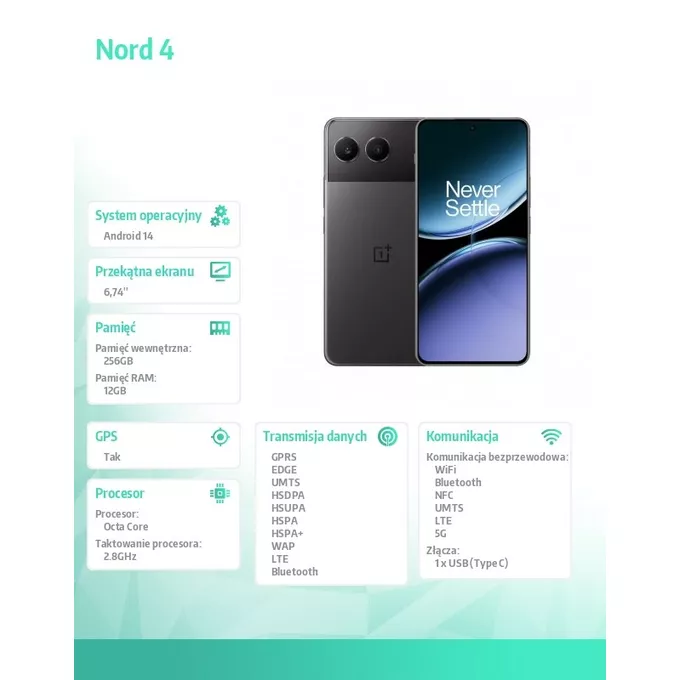OnePlus Smartfon Nord 4 5G 12/256 GB CPH2663 czarny
