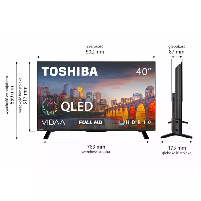 Toshiba Telewizor LED 40 cali 40QV2F63DG