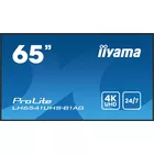 IIYAMA Monitor 65 cali LH6541UHS-B1AG VA,4K,24/7,LAN,USB,HDMI,500cd/m2,     Haze(25%),2x10W,Pion/Poziom