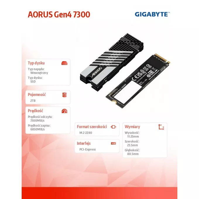 Gigabyte Dysk SSD AORUS NVMe Gen4 2TB M.2 2280 9JS18N200-00-G10