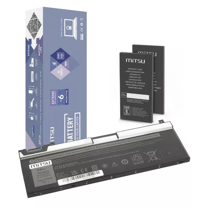 Mitsu Bateria 5TF10 NYFJH RY3F9 do Dell Precision 7330 7530 7540 7730 7740 8421 mAh (64 Wh) 7.6V (7.4V)