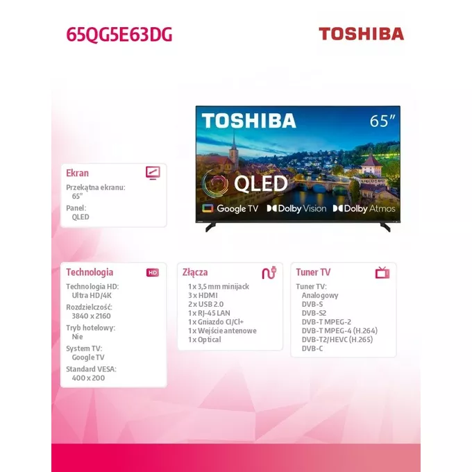 Toshiba Telewizor QLED 65 cali 65QG5E63DG