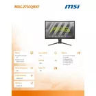 MSI Monitor 27 cali MAG 275CQRXF LED/QHD/Curved/240Hz/czarny