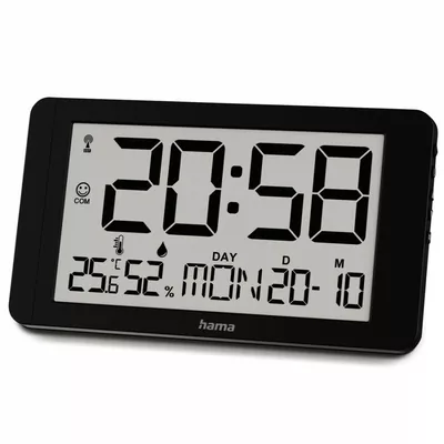 Hama Zegar elektroniczny ścienny z DCF Cuba Czarny