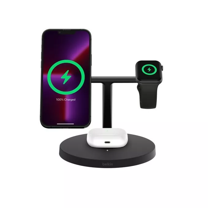 Belkin Ładowarka Boost Charge Pro 3w1 Qi2 15W regulowana, czarna