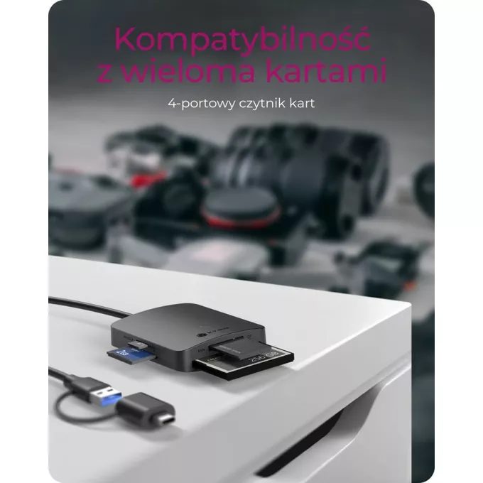 IcyBox Czytnik Kart CF,TF,SD,microSD, Type-C+A, IB-CR302-CU3