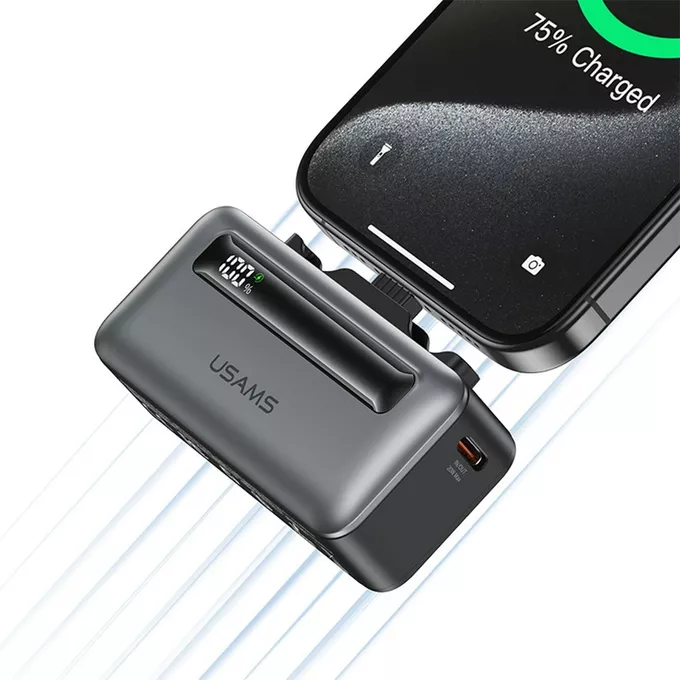 USAMS Powerbank 4500mAh 20W USB-C/Lightning Fast Charge szary