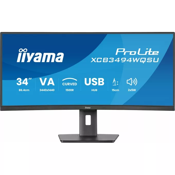 IIYAMA Monitor 34 cali XCB3494WQSU-B1 VA,UWQHD,1500R,2xHDMI,DP,2xUSB,2xUSB-C
