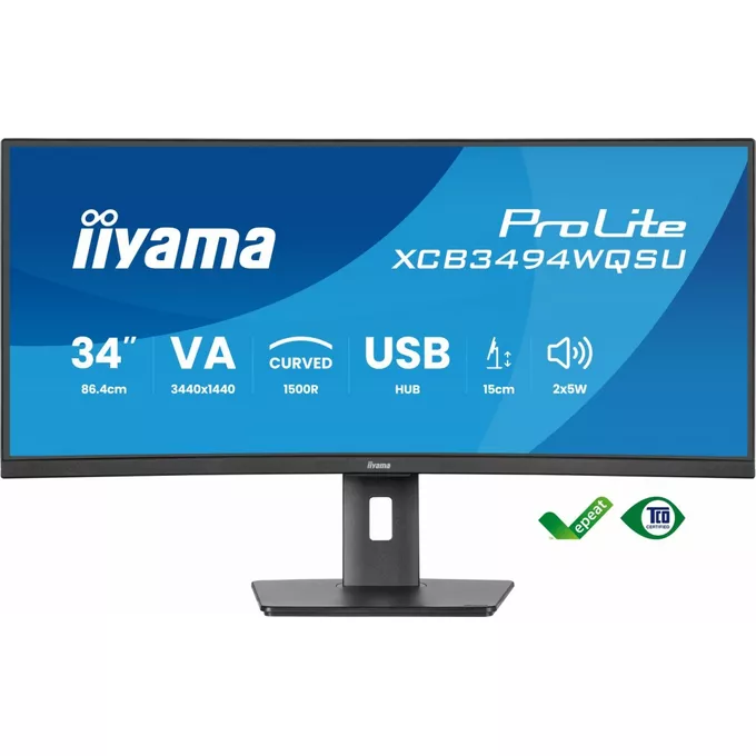 IIYAMA Monitor 34 cali XCB3494WQSU-B1 VA,UWQHD,1500R,2xHDMI,DP,2xUSB,2xUSB-C