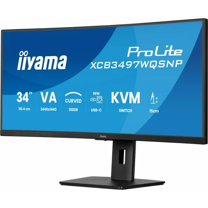IIYAMA Monitor 34 cali XCB3497WQSNP-B1 VA,UWQHD,1500R,USB-cDock,KVM,95W /5y/