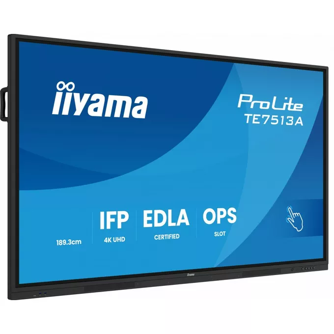 IIYAMA Monitor 75 cali TE7513A-B1AG INFRARED,40pkt,IPS,4K,7H,450cd/m2,      WiFi,USB, ANDROID 14, Google EDLA,2x20W, UCHWYT CIENNY