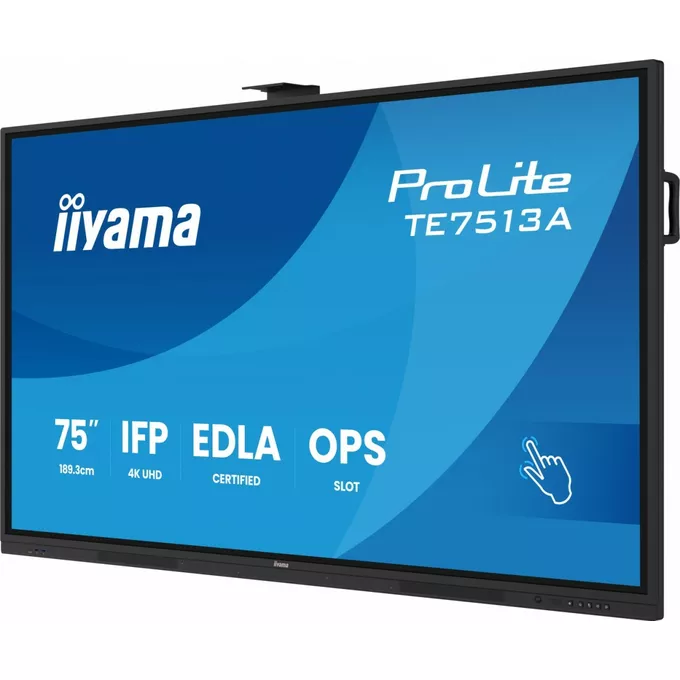 IIYAMA Monitor 75 cali TE7513A-B1AG INFRARED,40pkt,IPS,4K,7H,450cd/m2,      WiFi,USB, ANDROID 14, Google EDLA,2x20W, UCHWYT CIENNY