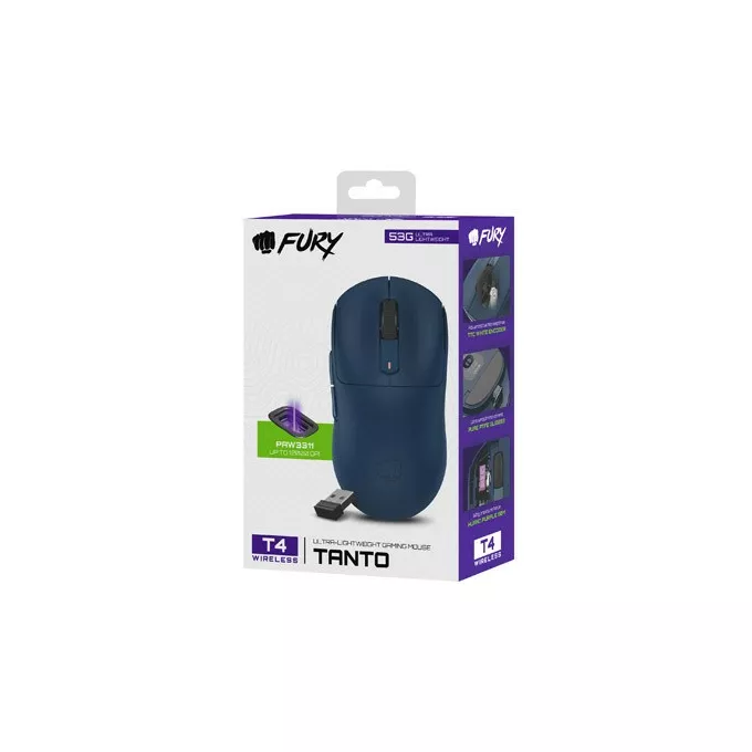 Natec Mysz Fury TANTO T4 RGB 12000DPI bezprzewodowa niebieska