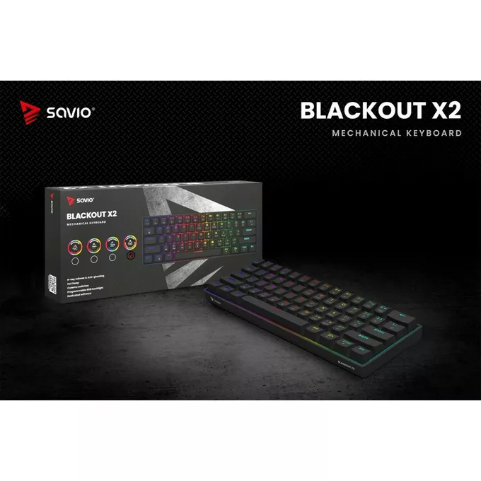 Savio Klawiatura mechaniczna BLACKOUT X2 OUTEMU Peach Silent, Hot Swap