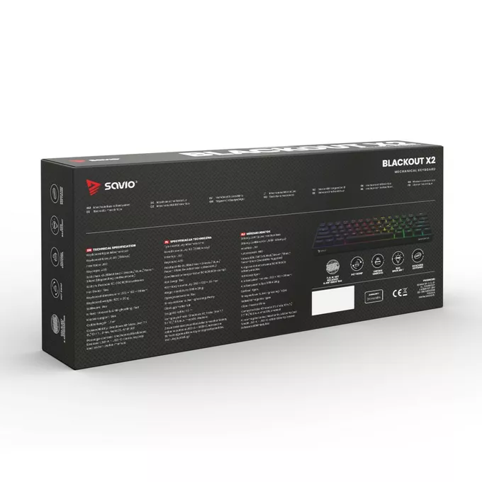 Savio Klawiatura mechaniczna BLACKOUT X2  OUTEMU Red, Hot Swap
