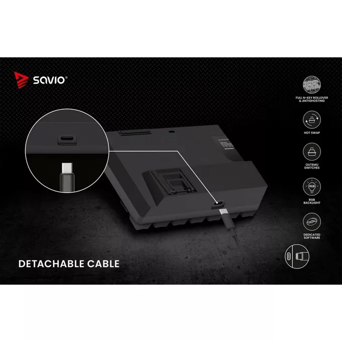 Savio Klawiatura mechaniczna BLACKOUT X2  OUTEMU Red, Hot Swap