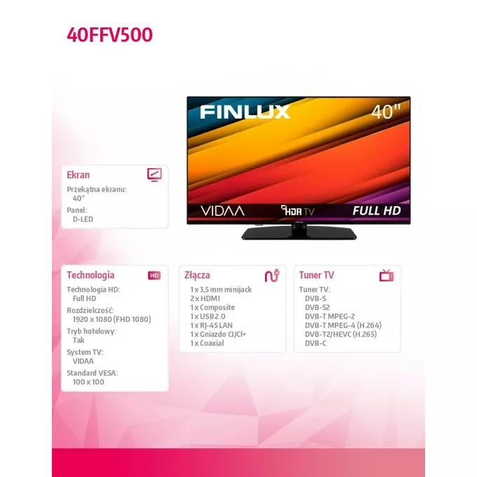 Finlux Telewizor LED 40 cali 40FFV500