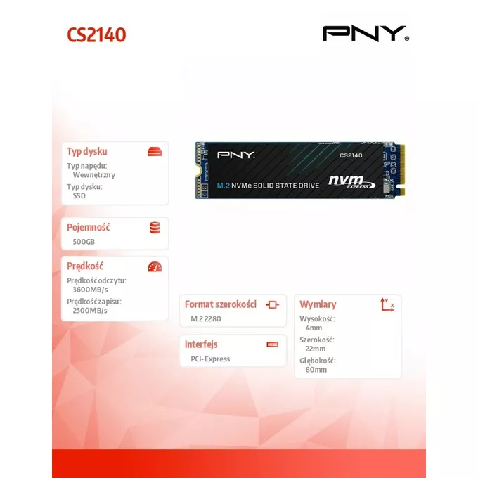 PNY Dysk SSD CS2140 500GB M.2 2280