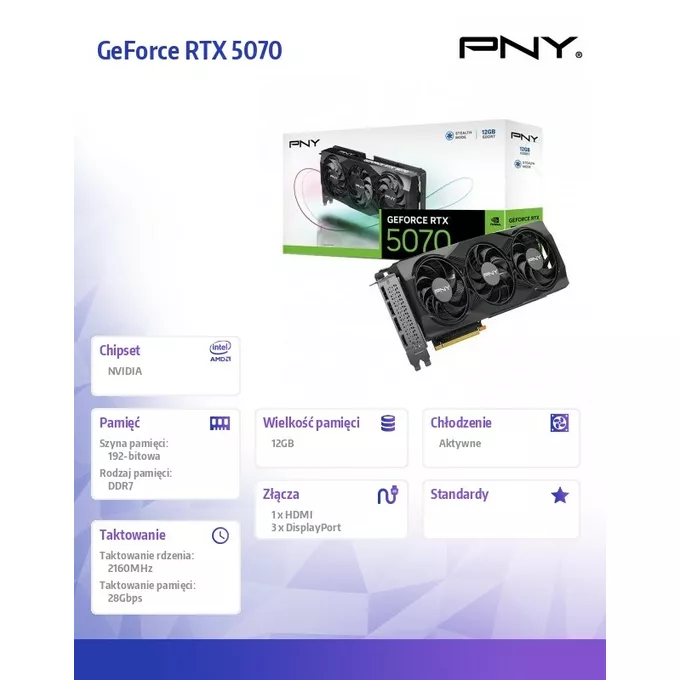PNY Karta graficzna GeForce RTX 5070 STD12GB VCG507012TFXPB1