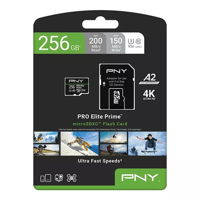 PNY Karta pamięci microSDXC Elite Prime 256GB + adapter SD