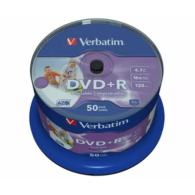 Verbatim DVD+R 16x 4.7GB 50P CB Printable NO ID   43512