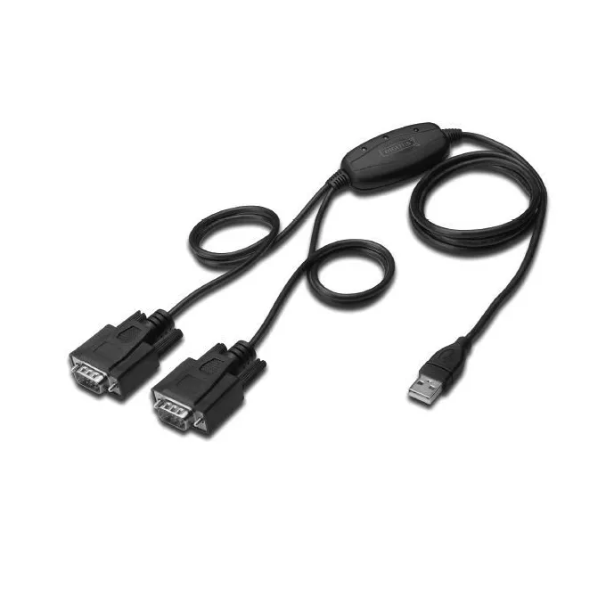 Digitus Konwerter/Adapter USB 2.0 do 2x RS232 (DB9) z kablem USB A M/Ż dł. 1,5m