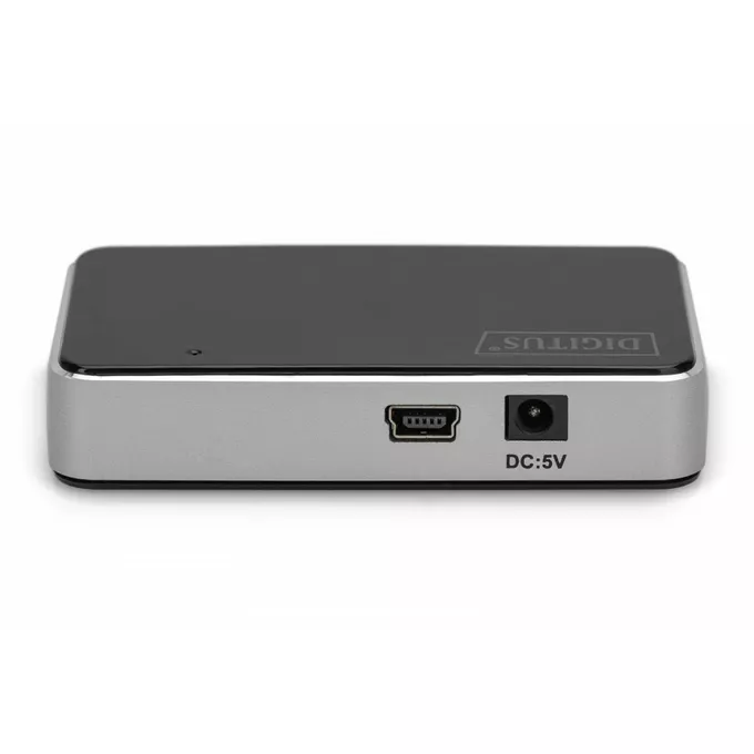 Digitus HUB/Koncentrator 4-portowy USB 2.0 HighSpeed, aktywny, czarno-srebrny